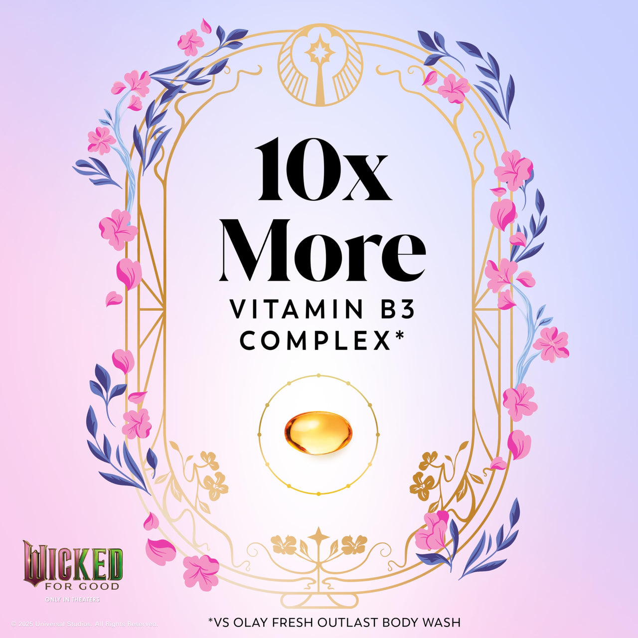 Olay Body Wash for Women, Couldn't Be Lovelier Glinda's Edition, Intensely Hydrating & Renewing, Pro-Hyaluronic Acid Serum with Vitamin B3, For All Skin Types, Raspberry & Bubbles Scent, 20 fl oz