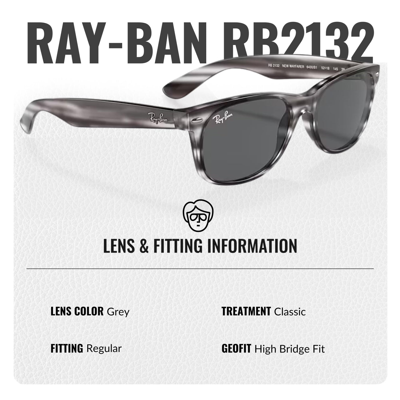 Ray-Ban RB2132 NEW WAYFARER COLOR MIX Square Shaped Non-Polarized Sunglasses for Men & Women – Includes Official RAYBAN Eyewear Kit – Ideal Formal & Casual Wear Sunglasses – Dark Grey Lens
