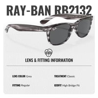 Thumbnail for Ray-Ban RB2132 NEW WAYFARER COLOR MIX Square Shaped Non-Polarized Sunglasses for Men & Women – Includes Official RAYBAN Eyewear Kit – Ideal Formal & Casual Wear Sunglasses – Dark Grey Lens