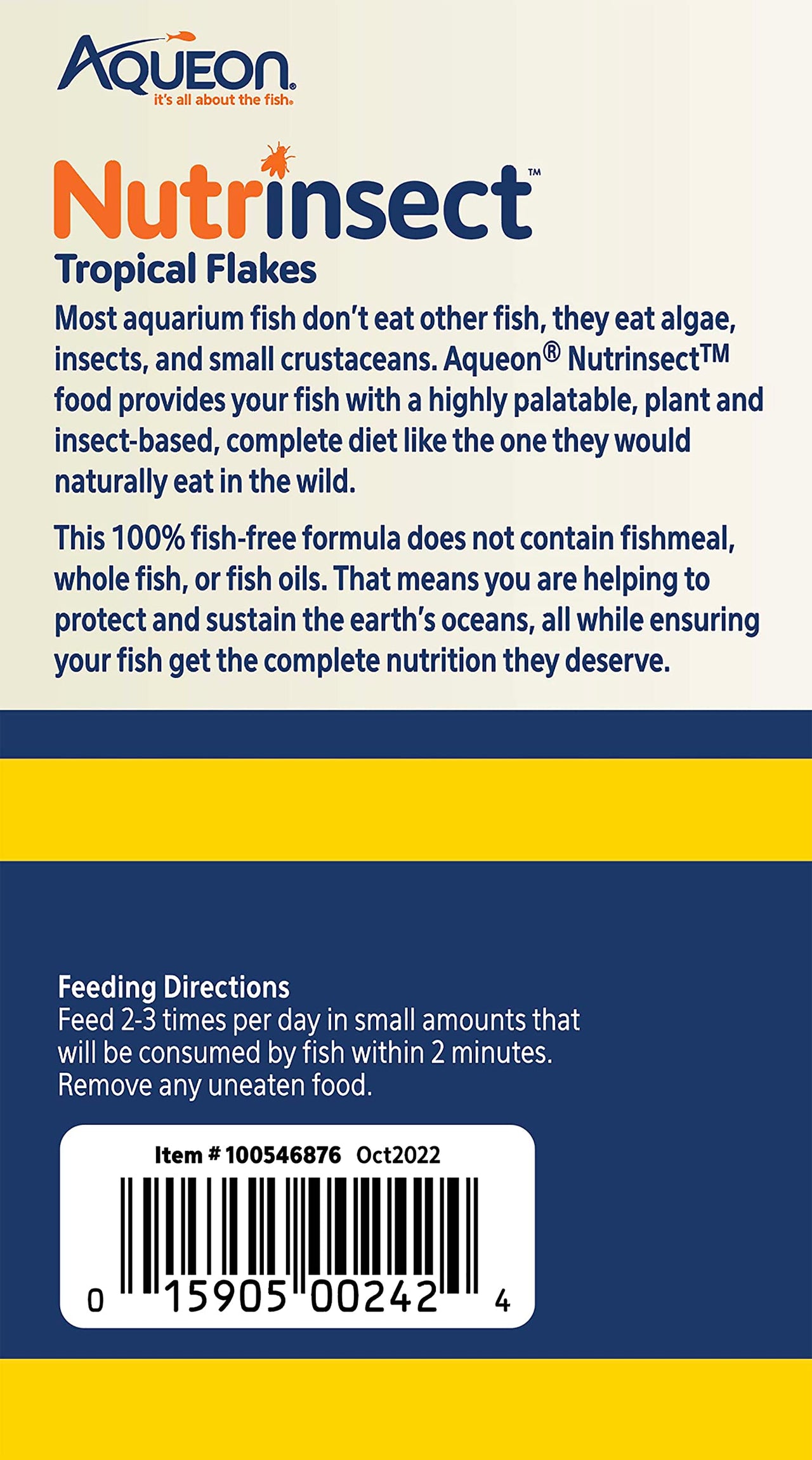 Aqueon Nutrinsect Fish-Free Fish Food, Tropical Flakes, 1.59 oz
