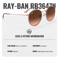 Thumbnail for Ray-Ban RB3647N Round Double Bridge Sunglasses for Men and Women- Timeless Classic Sun Glasses with Modern Elegance - Premium UV Protection & Classic Lenses - Designer Men's and Women's Sunglasses
