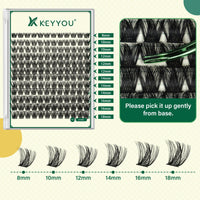 Thumbnail for KEYYOU Lash Clusters Kit 144pcs Thick Volume D Curl Lash Clusters Lash Extension Kit with Mascara Brush Bond and Seal Lash Glue Remover Lash Applicators Lash Brush for DIY Lash Extensions (Y02 Kit)