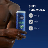 Thumbnail for NIVEA MEN Maximum Hydration Body Wash for Dry Skin, Aloe Vera Enriched, 3-in-1 Moisturizing Body Wash, Face and Hair, Paraben Free, Vegan Formula, 16.9 Fl Oz Bottle, Pack of 3