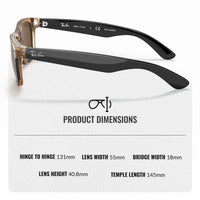 Thumbnail for Ray-Ban RB2132 NEW WAYFARER BICOLOR POLARIZED Square Shaped Sunglasses for Men & Women – Includes Official Rayban Eyewear Kit – Ideal Formal & Casual Wear Sunglasses – Brown Lens