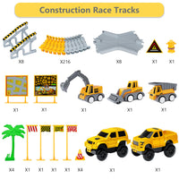 Thumbnail for Kids Toys 253 PCS Construction Race Tracks Toy for 3 4 5 6 7 8 Year Old Boys Girls, 5 PCS Construction Truck Car and Flexible Track Play Set Create A Engineering Road Games Toddler Toys Birthday Gifts