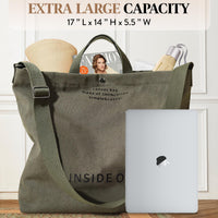 Thumbnail for Large Tote Bag for Women, Canvas Gift for Women, Inside Out Bag, Fashion Crossbody 16oz Cotton, Large Capacity Shoulder Tote
