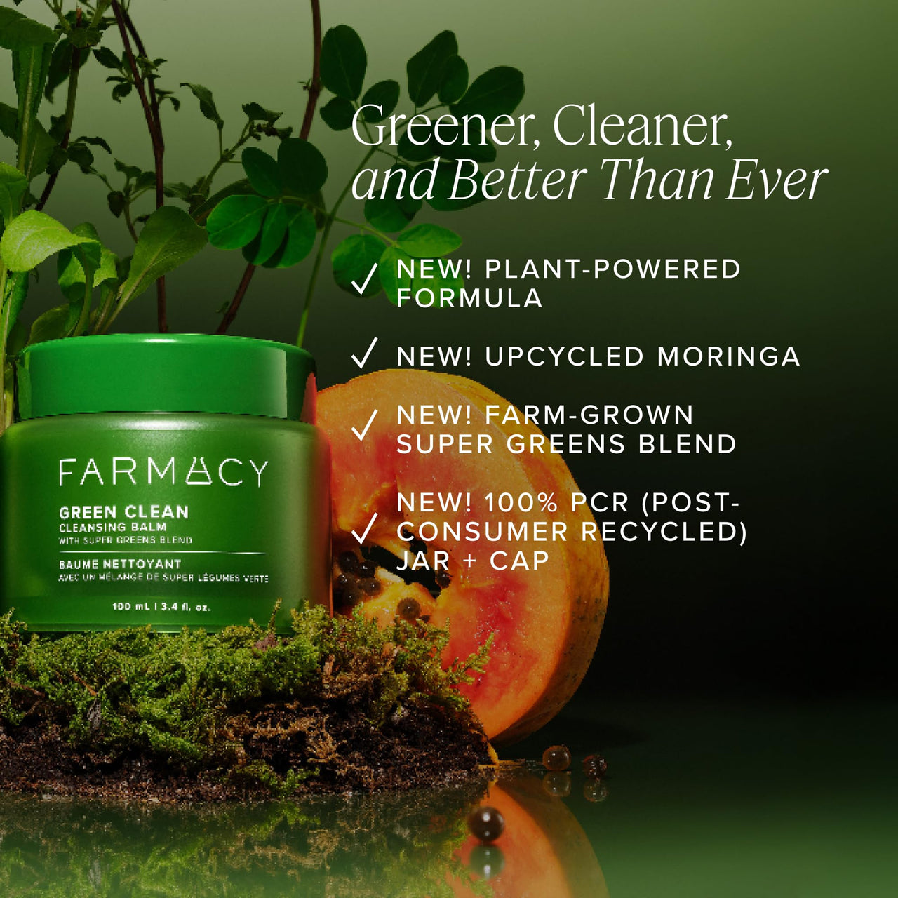 Farmacy Makeup Remover Cleansing Balm - Green Clean Waterproof Makeup Remover Balm + Oil Cleanser for Face - Gently Removes Make Up + SPF while Hydrating Skin (200ml)