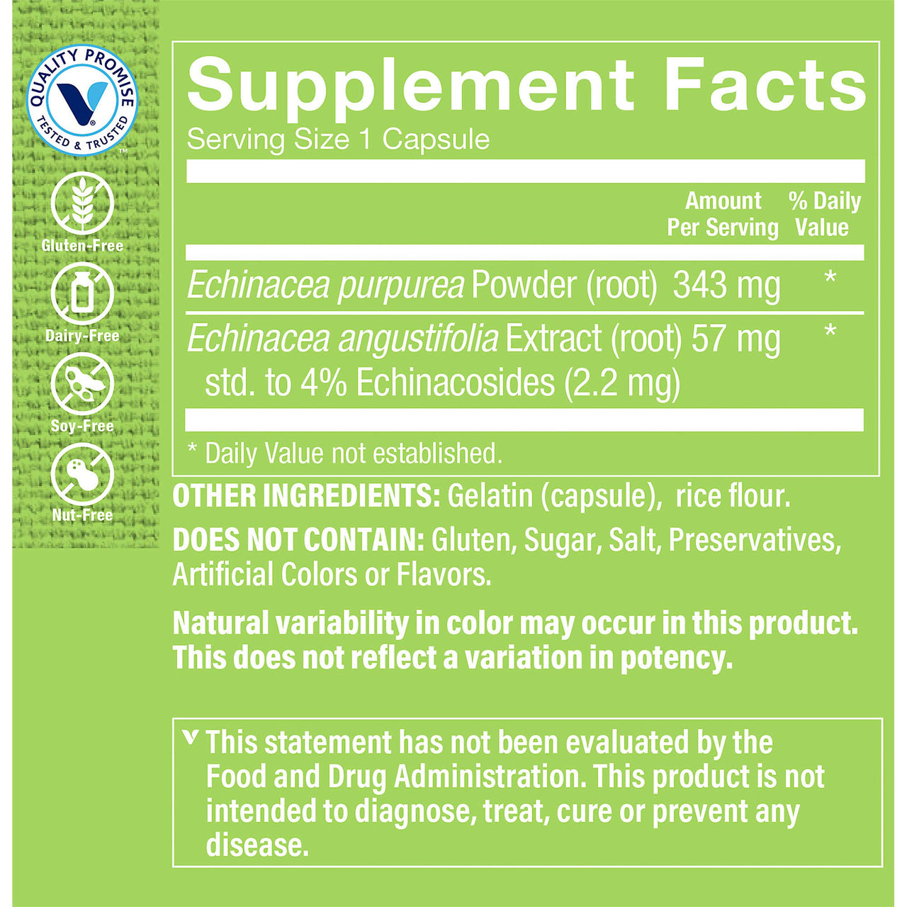 The Vitamin Shoppe Standardized Echinacea Extract, A Blend of Angustifolia and Purpurea, Herbal Supplement That Supports Healthy Immune Function (100 Capsules)