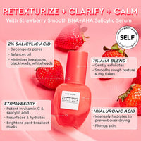 Thumbnail for Glow Recipe Strawberry Smoothing Salicylic Acid Serum - Blemish Clarifying Skin Care, AHA BHA Exfoliant + Pore Minimizer + Plumping Hyaluronic Acid + Brightening Allantoin - Korean Face Serum, 30ml