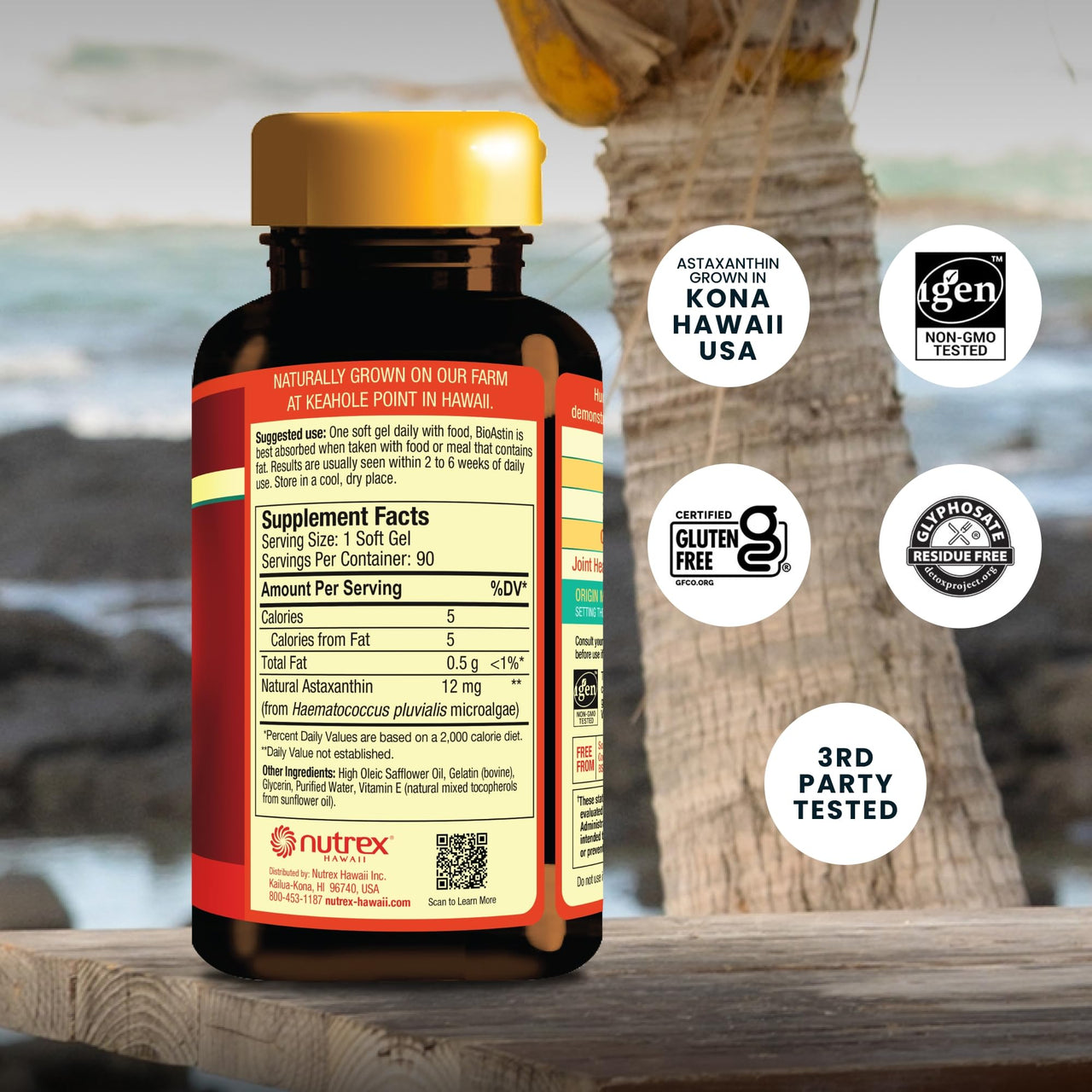 Nutrex Hawaii BioAstin Hawaiian Astaxanthin High Potency, 12mg, 90 Softgels