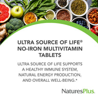 Thumbnail for NaturesPlus Ultra Source of Life No-Iron Multivitamin - 180 Tablets - Supports Immune Health, Energy & Overall Well-Being - with Lutein & Vitamin D3 - Vegetarian & Gluten Free - 60 Servings