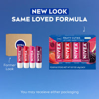 Thumbnail for NIVEA Lip Care, Fruity Tinted Lip Balm Variety Pack, Cherry, Strawberry, Blackberry and Watermelon Flavors, 3-in-1 Moisture, Repair and Color, 0.17 Oz Stick, Pack of 4
