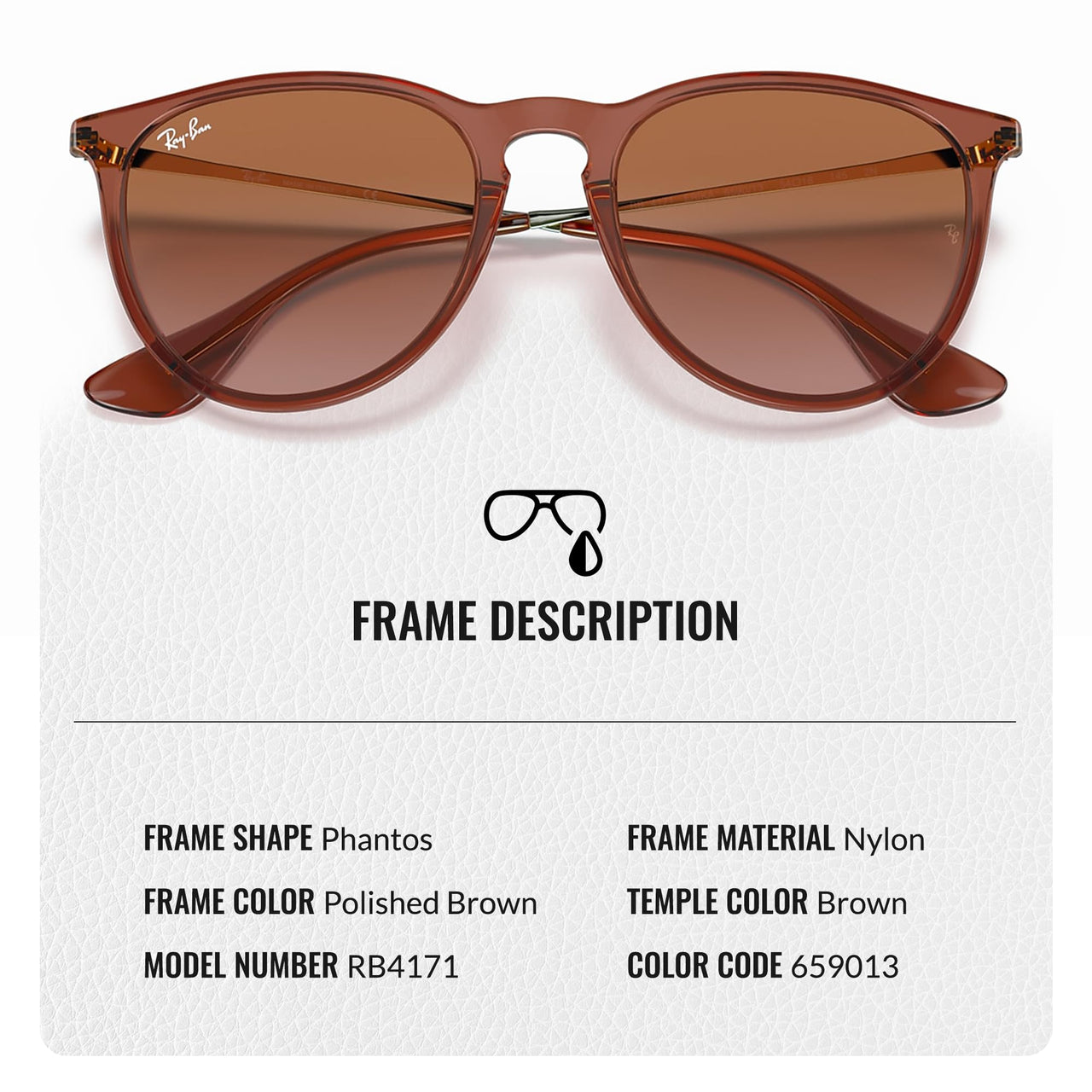 Ray-Ban RB4171 ERIKA Classic Phantos Shape Sunglasses With Eyewear Kit Bundle - High Bridge Fit - Ideal Formal and Casual Wear Retro Sunglasses