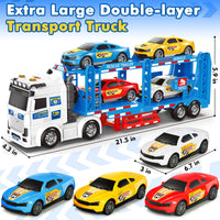 Thumbnail for BainGesk Semi Truck Toys Car for 3, 4, 5, 6, 8 Years Old Boys Girls, Adjustable Double Decker Carrier Truck with Light & Sound, Car Hauler with Trailer Toy, Large Transport Toy Gifts for Toddler