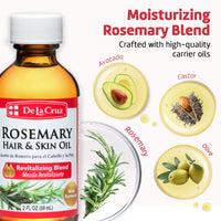 Thumbnail for De La Cruz Rosemary Oil Blend Moisturizer with Castor, Avocado and Olive Oil - Topical Use Only 8 FL. OZ. (236 mL)