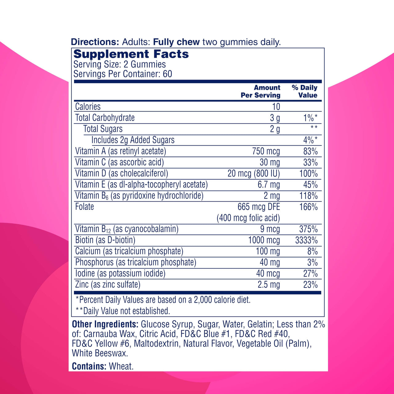 ONE A DAY Multi+ Hair, Skin & Nails, Multivitamin + Boost of Support for Healthy Hair, Skin & Nails with Biotin and Vitamins A, C, E & Zinc ,Gummy 120 Count (2 Month Supply)