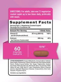 Thumbnail for Nature's Truth Calcium 600 mg with Vitamin D3 | Coated Caplets | Calcium Carbonate | Vegetarian, Non-GMO & Gluten Free Supplement