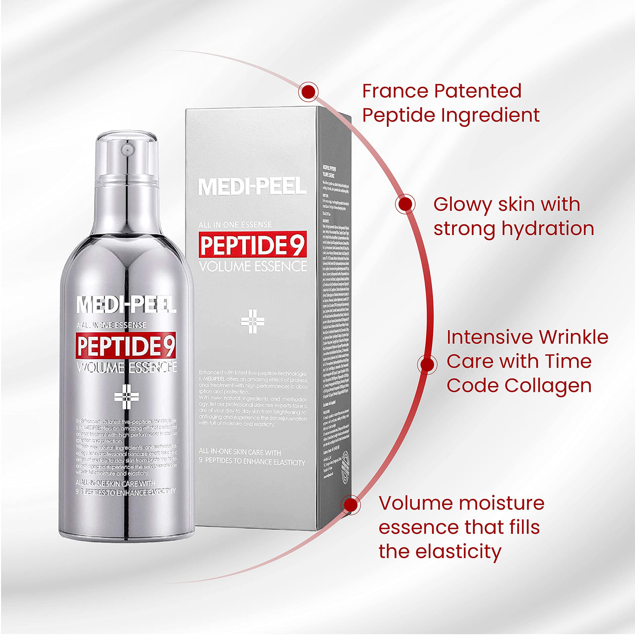 Medi-Peel Peptide 9 Volume All in one Essence 3.38 fl.oz. / 100ml, Anti Wrinkle, Collagen Formula, Brightening Effect, Instant Hydration, Skin Firming, Anti-Wrinkle, Bubble Essence, Korean Skincare