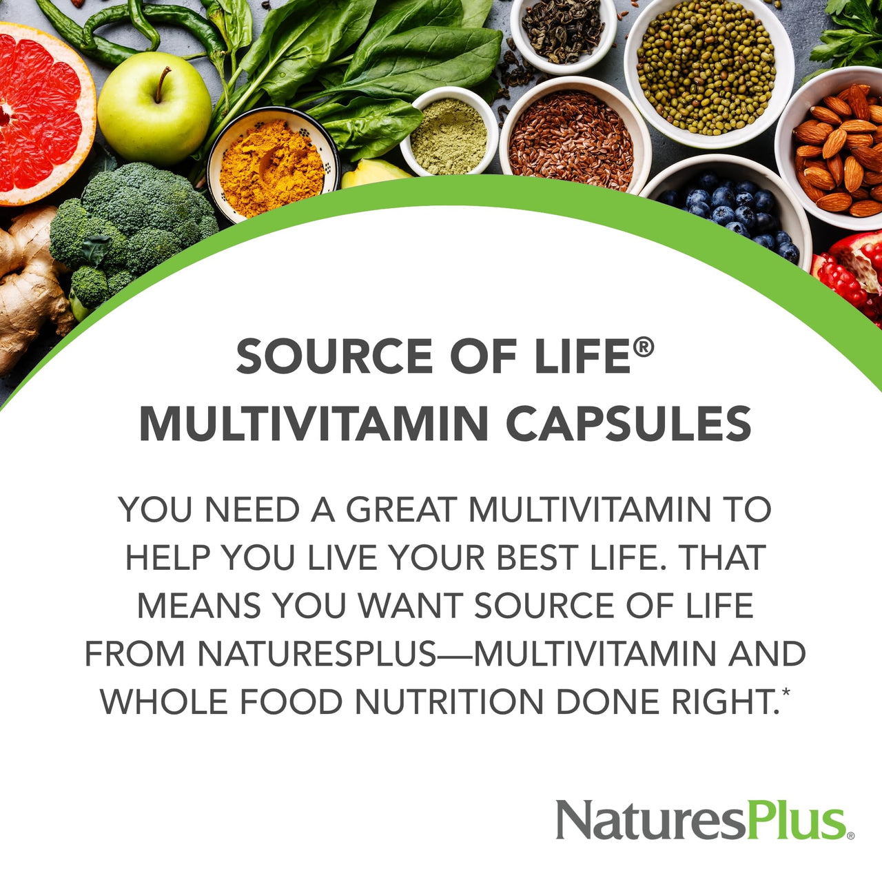 NaturesPlus Source of Life - 180 Capsules - Multivitamin & Mineral Supplement - Supports Natural Energy & Overall Well-Being - Gluten Free, Vegetarian - 20 Servings