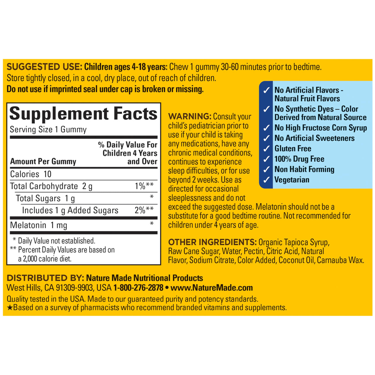 Nature Made Kids First Sleep Melatonin Gummies, 100% Drug-Free Sleep Aid, Kids Sleep Gummies for Restful Sleep, 45 Count