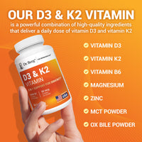 Thumbnail for Dr. Berg Vitamin D3 & K2 5,000 IU + MK-7 – 60 Capsules – Immune, Bone & Heart Support* Supplement w/Magnesium, Zinc, B6 – 4X Lab-Tested – No Fillers – Non-GMO, cGMP, Formulated in USA