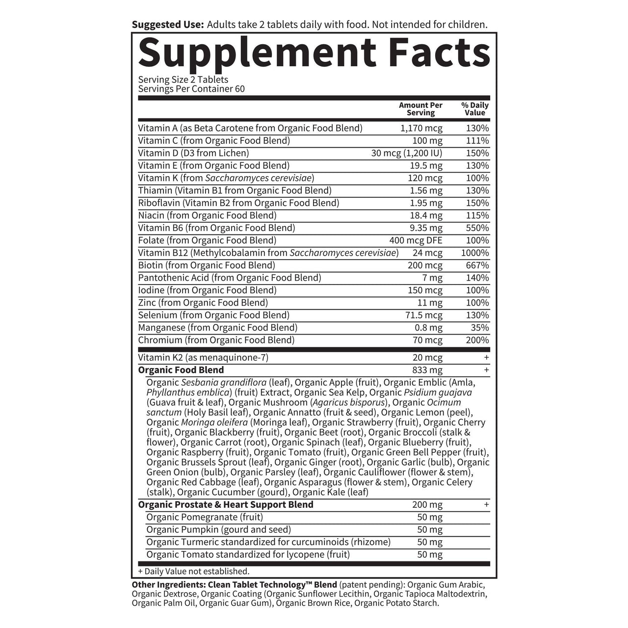 Garden of Life Organics Whole Food Multivitamin for Men 40+ 120 Tablets, Vegan Mens Multi for Health & Well-Being Certified Organic Whole Food Vitamins & Minerals for Men Over 40 Mens Vitamins
