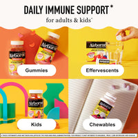 Thumbnail for Airborne 750mg Vitamin C Gummies for Adults, Immune Support Gummies with Powerful Antioxidants VIT C & E, Caffeine Free - 2x63ct Bottle (42 Servings), Assorted Fruit Flavor