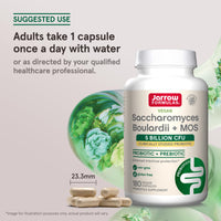 Thumbnail for Jarrow Formulas Saccharomyces Boulardii + MOS Probiotics for Digestive Health and Intestinal Tract Support - 5 Billion CFU Per Serving - 180 Delayed Release Caps - Probiotic + Prebiotic - 180 Servings