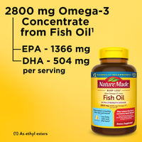 Thumbnail for Nature Made Extra Strength Omega 3 Fish Oil Supplements, 2800mg, Fish Oil Omega 3 Supplements as Ethyl Esters for Healthy Heart, Brain, Eyes, Mood Support, 60 Softgels, 30 Day Supply