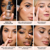Thumbnail for ICONIC LONDON Illuminator | Liquid Highlighting Drops for a Radiant Glow, Cruelty-Free, Vegan Makeup, Original (Champagne Shimmer) 0.45 Fl oz