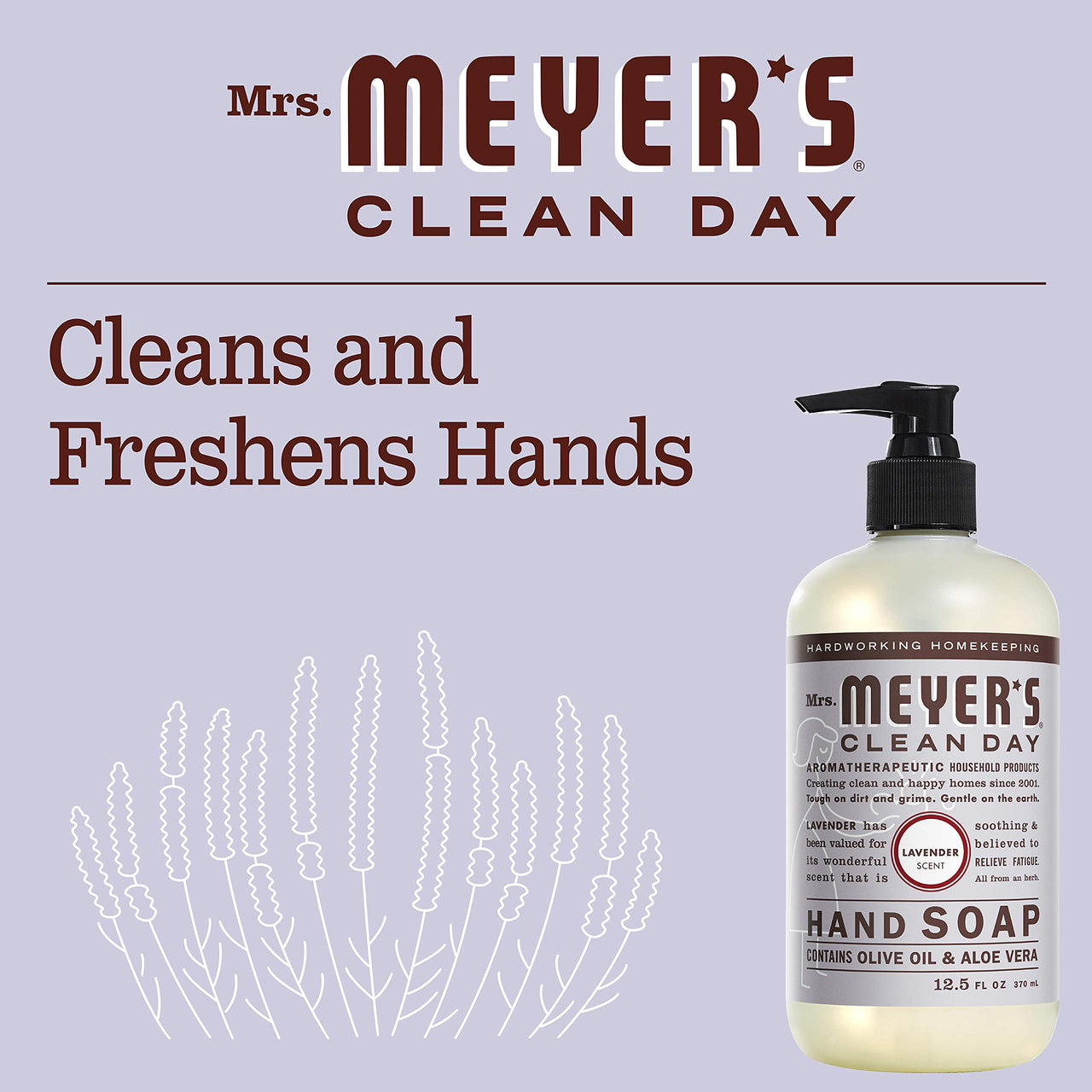 MRS. MEYER'S CLEAN DAY Hand Soap, Lavender Scent, 12.5 Fl Oz Bottle
