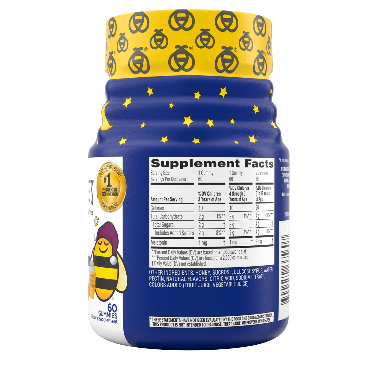 Zarbee's Kids Melatonin Gummies with 1mg Melatonin, Kids Sleep Gummy, Promotes Peaceful Sleep, Drug-Free, Non-Habit-Forming, Natural Strawberry, 60 ct