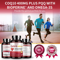 Thumbnail for ZEBORA CoQ10-400mg-Softgels with PQQ, BioPerine & Omega-3, Coenzyme Q10(Ubiquinone) Supplement for High-Absorption, Powerful-Antioxidant, Support Heart & Energy-Production, 120 Servings