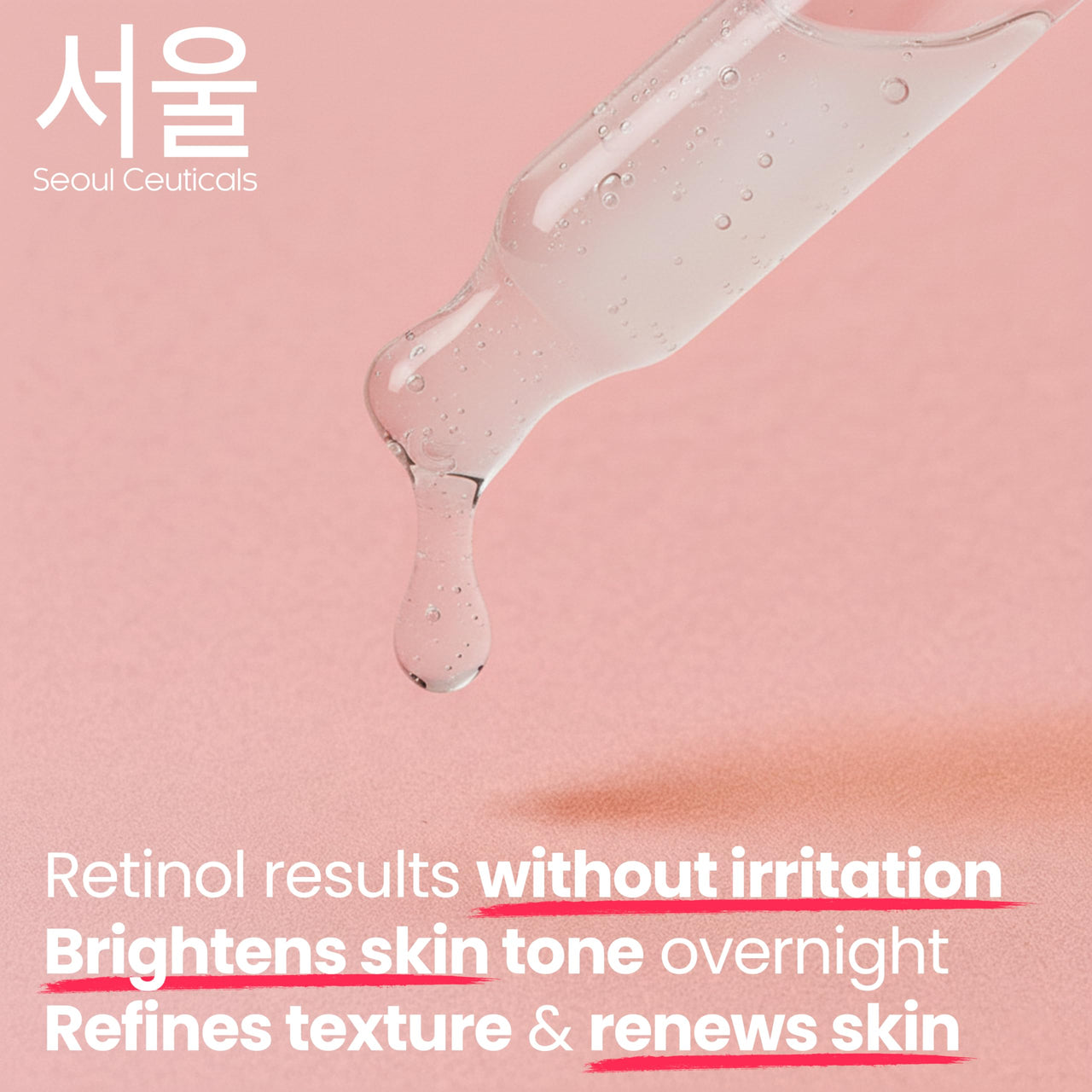 SeoulCeuticals 1% Korean Retinol Night Serum for Face - 97.5% Snail Mucin + Hyaluronic Acid + Bakuchiol, Cruelty Free K Beauty for Sensitive Skin 1oz