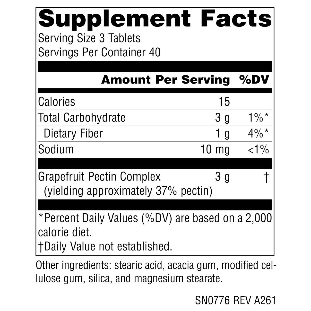 Source Naturals Grapefruit Pectin, Soluble Fiber - 1000 mg Dietary Supplement - 120 Tablets