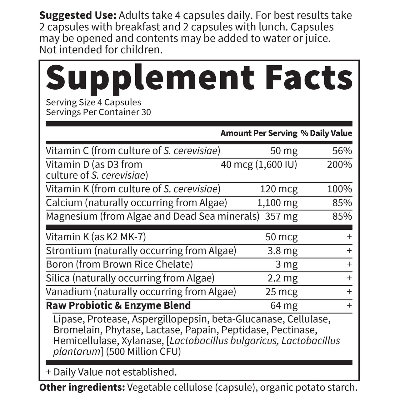 Garden of Life Raw Calcium Supplement for Women and Men - Vitamin Code Made from Whole Foods with Magnesium, K2, Vitamin D3 and Vitamin C, for Bone Strength, Probiotics for Digestion, 120 Capsules