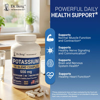 Thumbnail for Dr. Berg Potassium Tri-Blend Complex – 500 mg Potassium Supplement for Muscle & Nerve Support* – Maximum Strength Potassium Formula w/Magnesium, B6 & Taurine – 90 Capsules