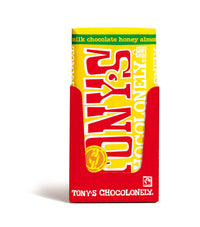 Thumbnail for Tony's Chocolonely 32% Milk Chocolate Bar with Honey Almond Nougat, 6.35 Ounce, 15 Pack