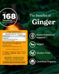 Thumbnail for USDA Organic Ginger Root Extract*: Digestion & Circulatory Support | Ginger Tincture for Occasional Nausea | Non-Bitter Vegan Digestive Supplement | 4 Oz, Up to 3 Months Supply