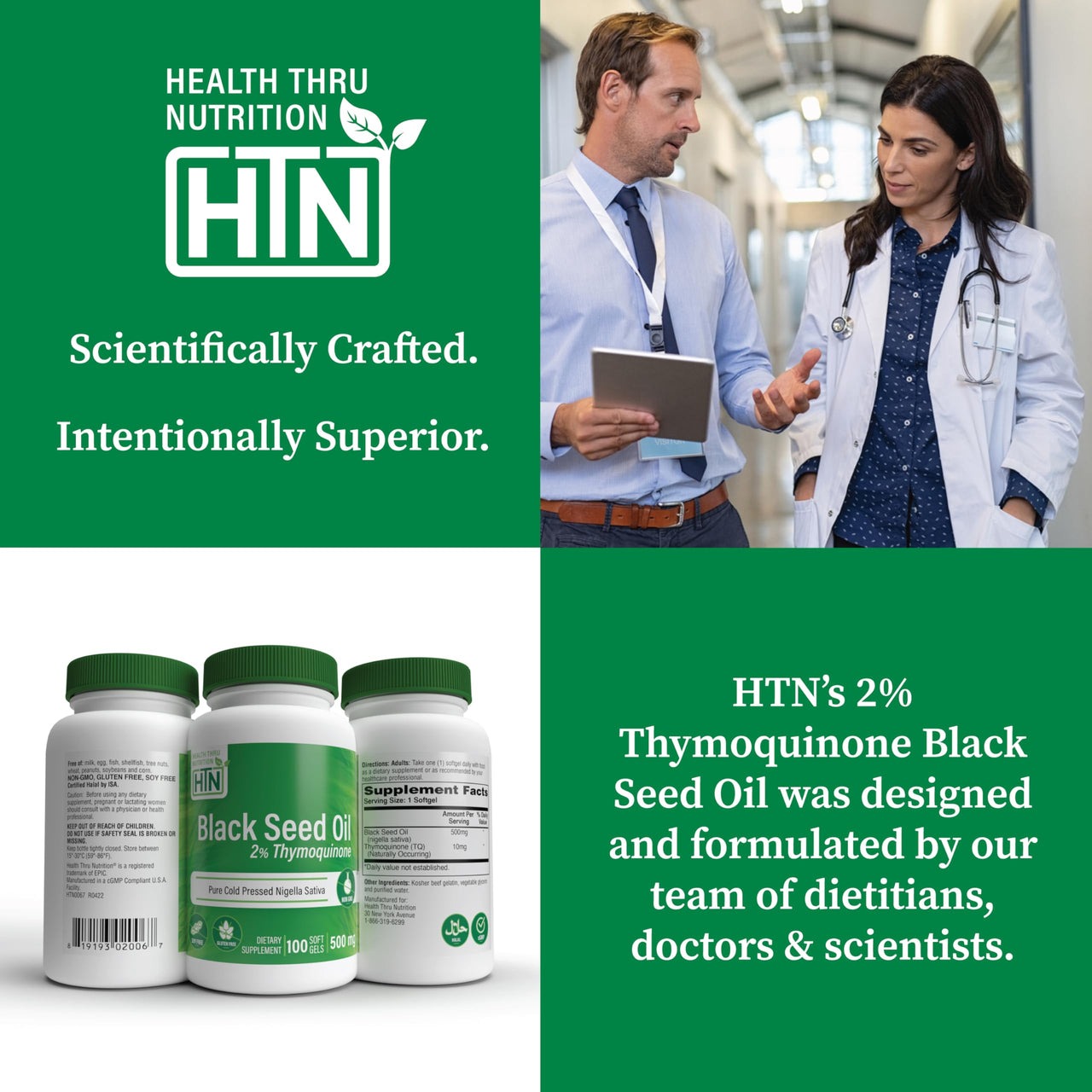 Health Thru Nutrition Black Seed Oil 500mg 100 Softgels | High Potency 2% Thymoquinone | 3rd Party Tested | Pure Cold Pressed | Organically Grown | Non-GMO, Gluten Free, Soy Free