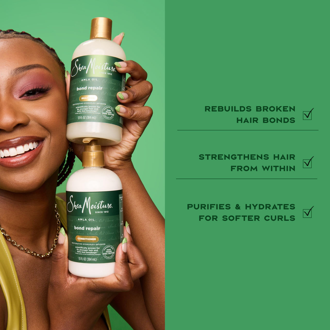Shea Moisture Amla Oil Bond Repair Kit 4 Piece Kit for Damaged Hair with HydroPlex Technology for Strengthening & Less Breakage
