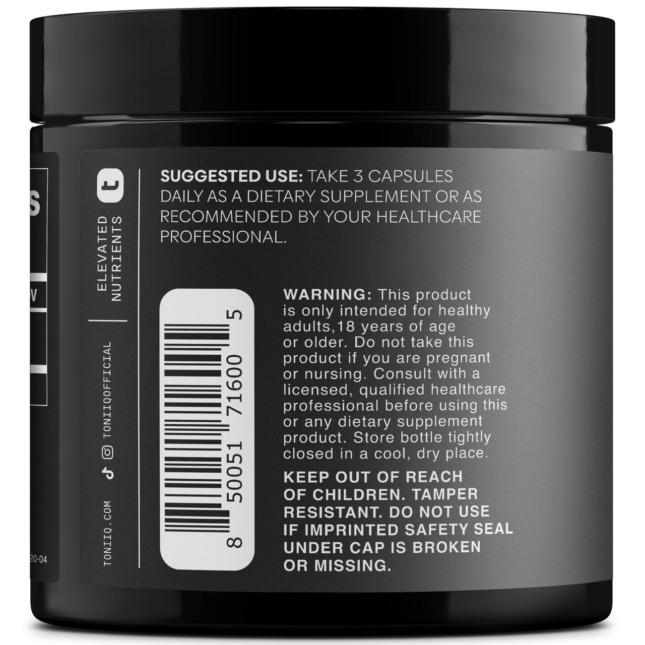 Toniiq Black Maca Root - Ultra High Potency 20:1 Extract - Single Origin, Wildcrafted & Highly Concentrated - Third-Party Lab Tested - 120 Capsules