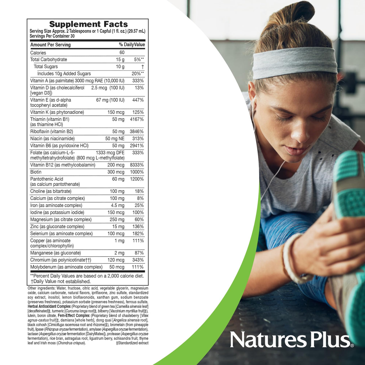 NaturesPlus Source of Life Women Liquid Multivitamin - 30 fl oz - Natural Berry Flavor - Whole Foods & Minerals - Healthy Immune System & Energy - Vegetarian, Gluten-Free - 30 Servings