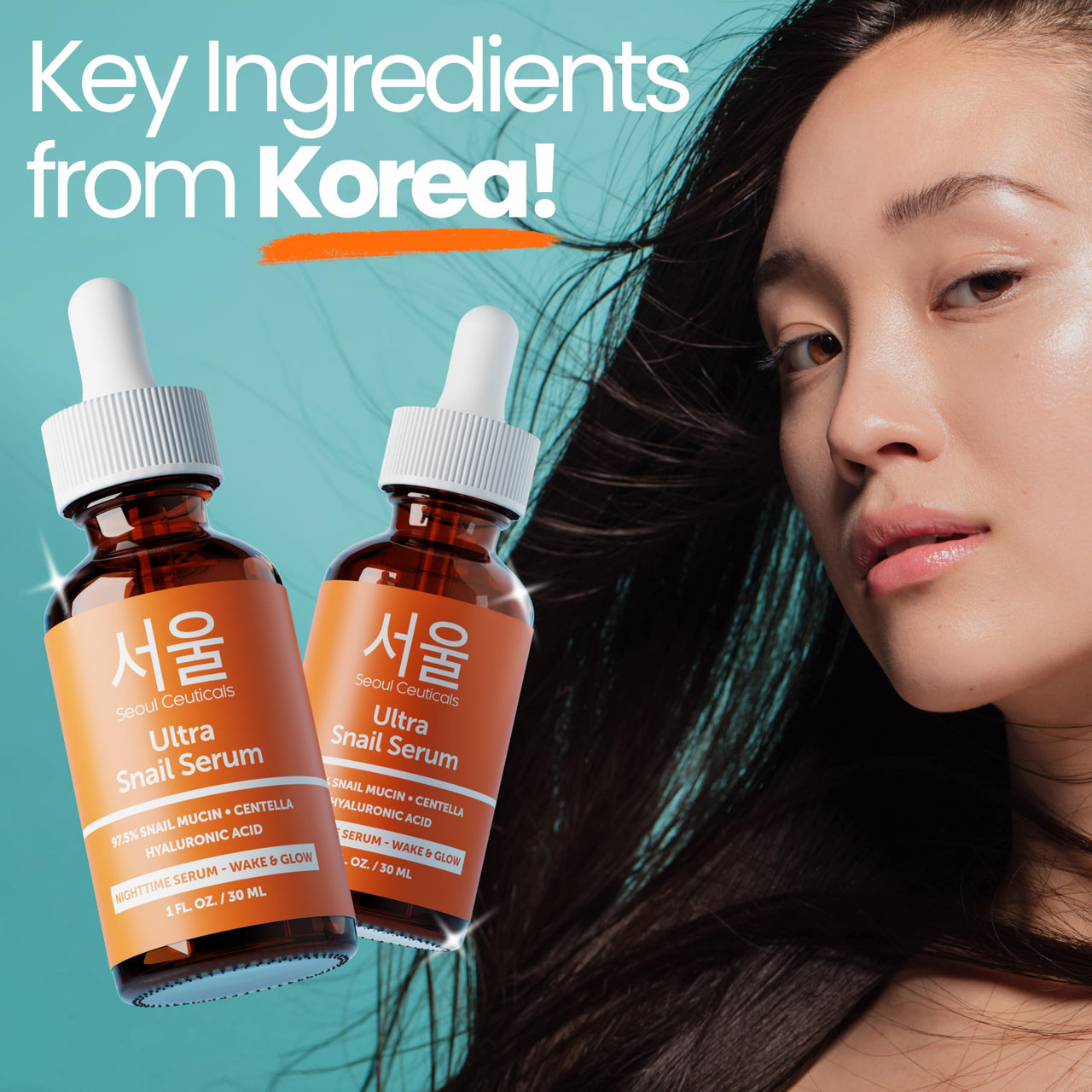 SeoulCeuticals Korean Skin Care 97.5% Snail Mucin Serum – K Beauty Skincare Anti Wrinkle Cica Night Serum Hyaluronic Acid for Face 1oz