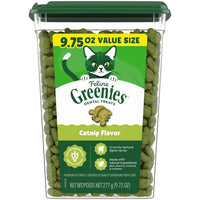 Thumbnail for Greenies Cat Treats, Feline Veterinarian-Recommended Adult Natural Dental Treats, Catnip Flavor, 9.75 oz. Tub