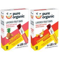 Thumbnail for Pure Organic Layered Fruit Bars, Gluten Free, Vegan Fruit Snacks, Variety Pack, 12.4oz Box (24 Bars)
