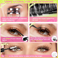 Thumbnail for Lash Clusters Kit with Spikes Lashes Clusters Wispy 60D+80D+100D+200D Manga Eyelash Clusters D Curl 456PCS Cluster Eyelash Extensions Volume 12-18mm Individual Anime Lashes Kit Bond&Seal by WiWiLINK
