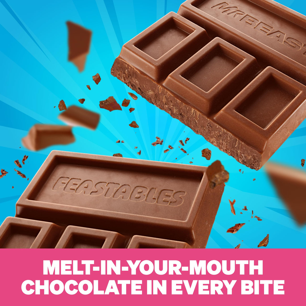 MrBeast Feastables Milk Chocolate Bar, King Size, 10 Count, Creamy Milk Chocolate Candy, Fairtrade Cocoa, 2.1oz Each