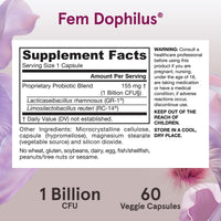 Thumbnail for Jarrow Formulas Fem-Dophilus Vaginal Probiotics 1 Billion CFU With 2 Science-Backed Strains, Dietary Supplement For Vaginal & Urinary Tract Support, 60 Capsules, 60 Day Supply, Shelf-Stable Probiotics