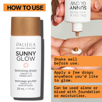 Thumbnail for Pacifica Sunny Glow Liquid Face Bronzer Drops - Face Makeup Bronzing For Face & Cheeks for Instant Sun-Kissed Glow - Vitamin C & Glycolic Acid Infused Liquid Bronzer Illuminating Highlighting Clean